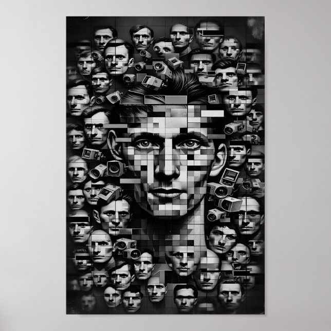 Monochrome Dystopian Control - Fragmented Freedom Poster (Front)