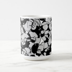 Monochrome Elegance: Orchid Patterned Mug