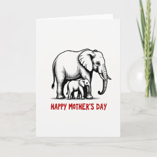 Monochrome Elephant Mothers Day Card