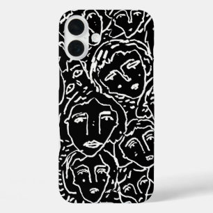 Monochrome Faces iPhone Case – Abstract Line Art