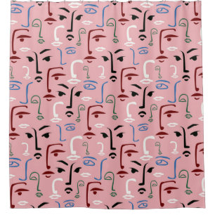 Monochrome Faces Shower Curtain
