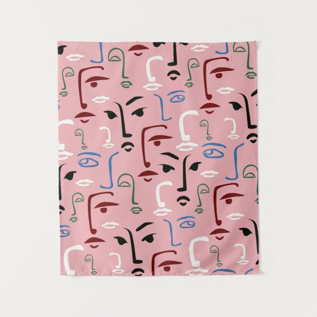 Monochrome Faces Tapestry (Front)