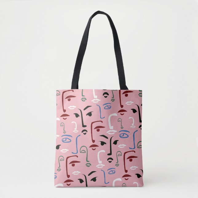 Monochrome Faces Tote Bag (Front)