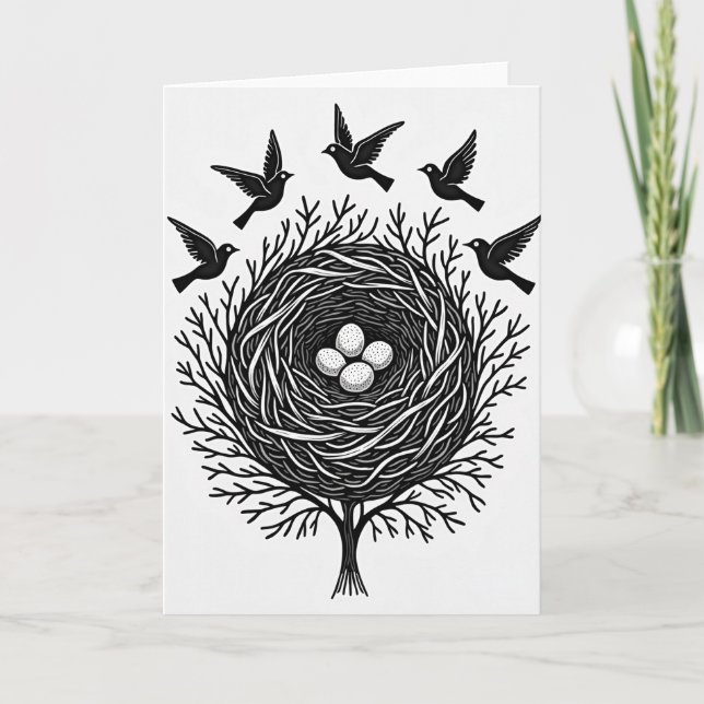 Monochrome Fathers Day Nest Card (Front)
