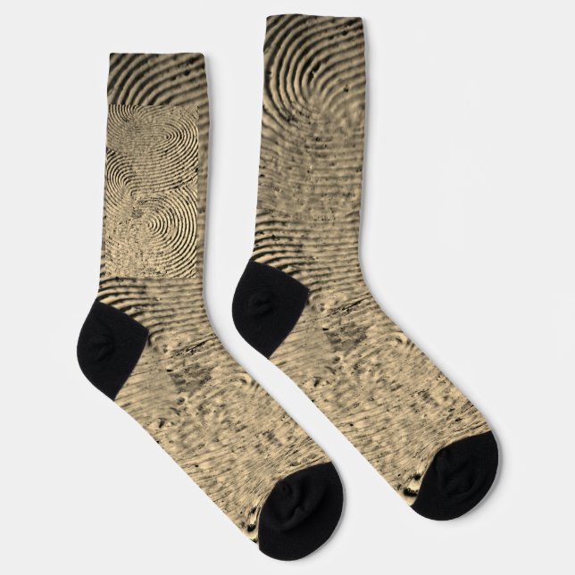 Monochrome Fingerprint Pattern Socks (Right)
