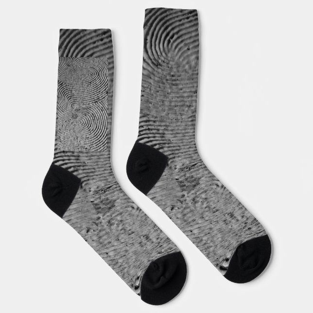 Monochrome Fingerprint Pattern Socks (Right)
