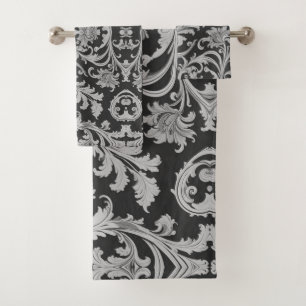 Monochrome Fleur Antique Pattern  Bath Towel Set