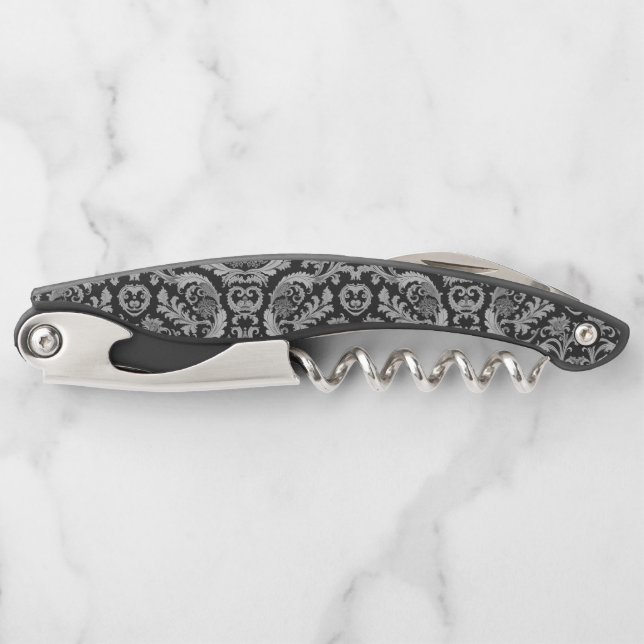 Monochrome Fleur Antique Pattern  Corkscrew (Front)