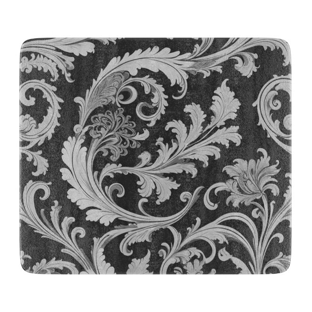 Monochrome Fleur Antique Pattern  Cutting Board (Front)