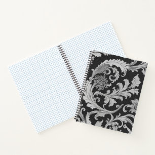 Monochrome Fleur Antique Pattern Notebook
