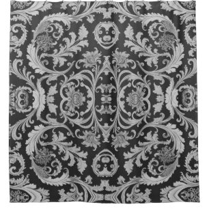 Monochrome Fleur Antique Pattern Shower Curtain