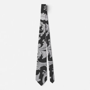 Monochrome Fleur Antique Pattern  Tie