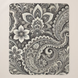 Monochrome Floral Paisley Elegance Sherpa Blanket