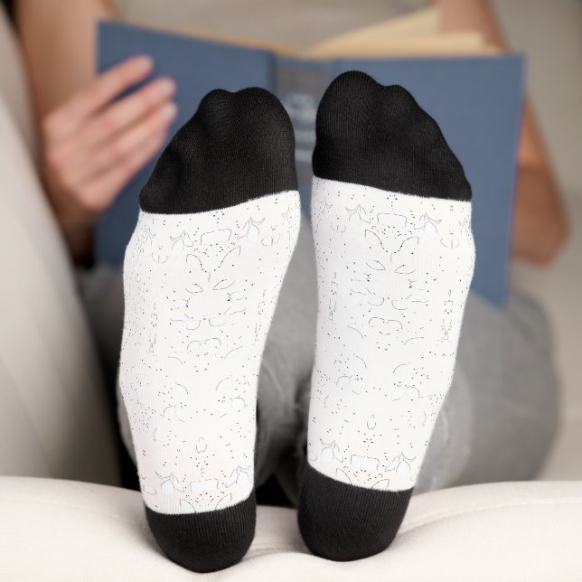 Monochrome Floral Pattern – Elegant Seamless Art Socks (Bottom)
