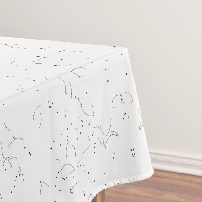 Monochrome Floral Pattern – Elegant Seamless Art Tablecloth (In Situ)