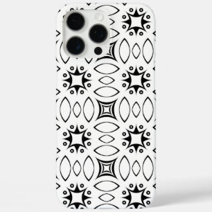 Monochrome floral pattern that merges Indian Ikat  iPhone 16 Pro Max Case