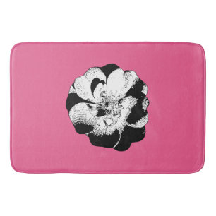 Monochrome Floral Pink Pop Bath Mat