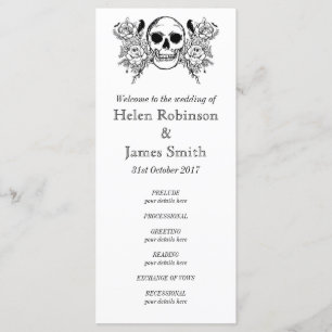 Monochrome Floral skull tattoo wedding program