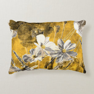Monochrome Floral Watercolor Poppies Pattern Decorative Cushion