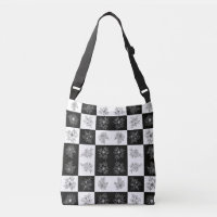 Monochrome Flowers and chequerboard pattern