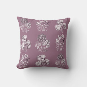 Monochrome flowers in mauve cushion