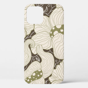 Monochrome flowers outline stylised elegant flower iPhone 12 case