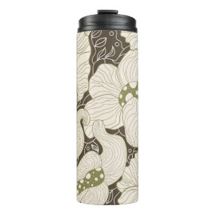 Monochrome flowers outline stylised elegant flower thermal tumbler