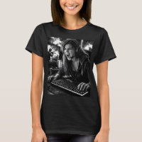 Monochrome Furious Gamer Portrait T-Shirt