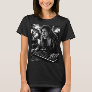 Monochrome Furious Gamer Portrait T-Shirt