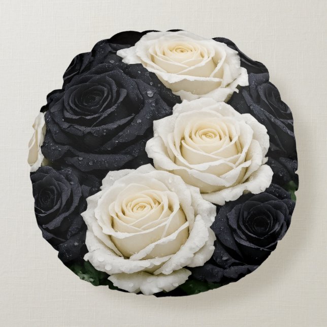 Monochrome Garden Round Cushion (Front)