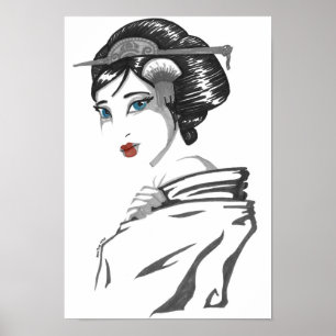 Monochrome geisha poster