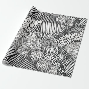 Monochrome Geometric Abstract Line Art Pattern Wrapping Paper