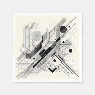 Monochrome Geometric Linework Napkin
