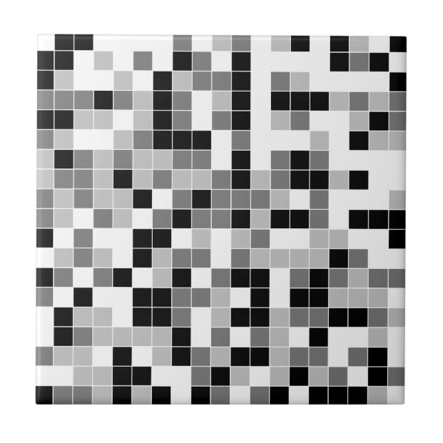 Monochrome Geometric Pattern Ceramic Tile (Front)