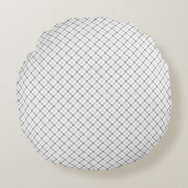 Monochrome Geometric Texture|Seamless Diamond Look Round Cushion (Front)