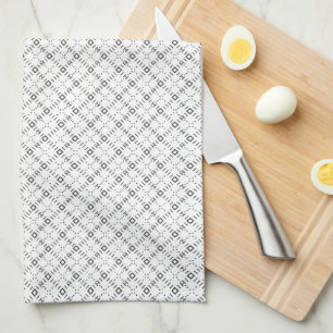 Monochrome Geometric Texture Seamless Diamond Look Tea Towel