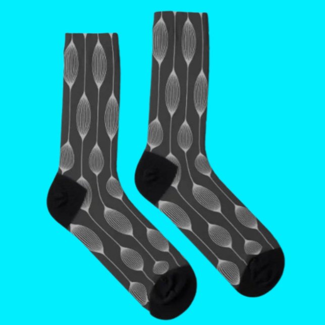 Monochrome Geometry – Abstract Pattern Crew Socks (Creator Uploaded)