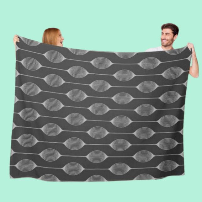 Monochrome Geometry – Abstract Pattern Fleece Blanket (Creator Uploaded)
