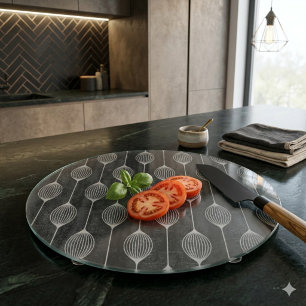 Monochrome Geometry – Glass Cutting Board