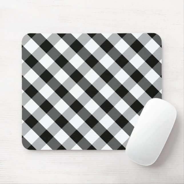 Monochrome Gingham Mouse Pad (With Mouse)