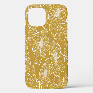 Monochrome Gold Floral: Abstract Seamless iPhone 12 Case