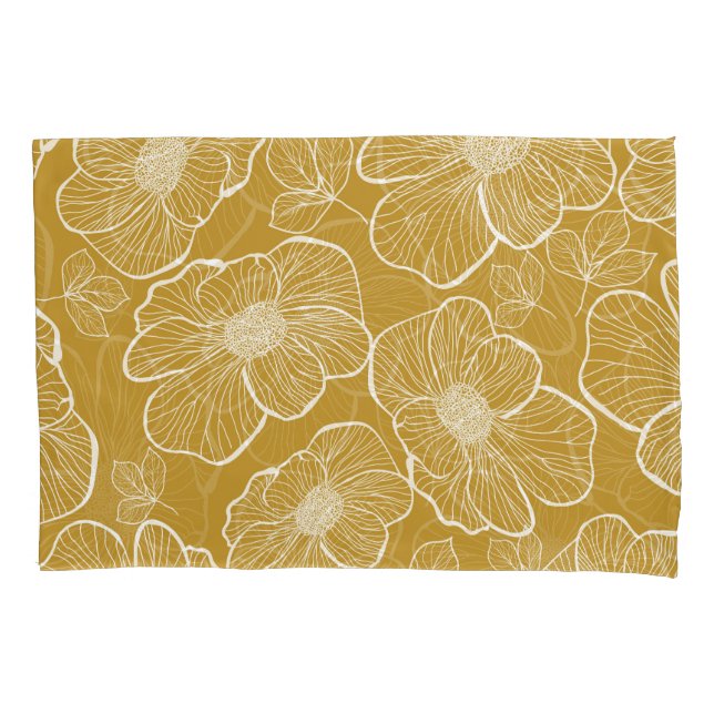 Monochrome Gold Floral: Abstract Seamless Pillowcase (Front)