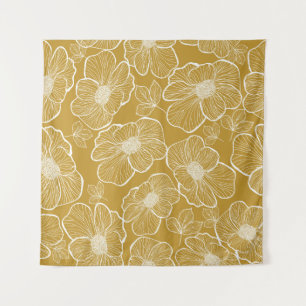 Monochrome Gold Floral: Abstract Seamless Tapestry
