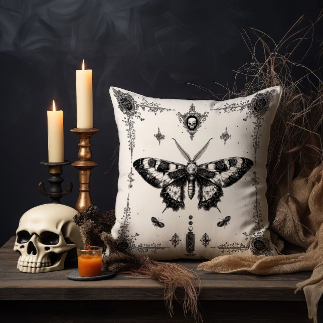Monochrome Gothic Moth Cushion (Creator Uploaded)