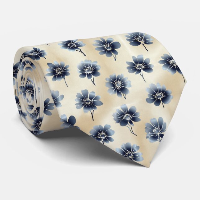 Monochrome Gradient Floral Pattern Tie (Rolled)