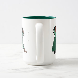 Monochrome Green Dancer #1 Two-Tone Coffee Mug