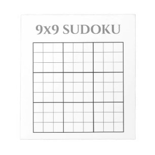 Monochrome Grey and White 9x9 Sudoku Template Notepad