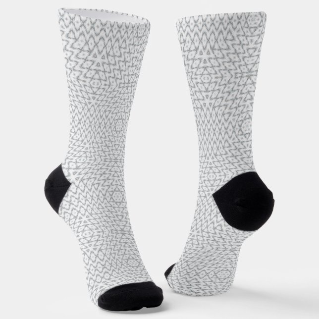 Monochrome grey and white geometric socks (Angled)