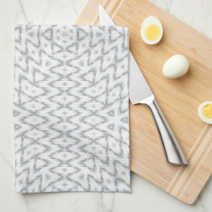 Monochrome grey and white geometric tea towel