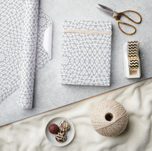 Monochrome grey and white geometric wrapping paper